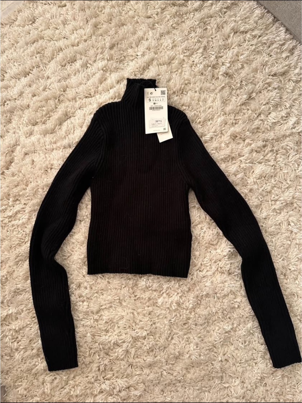 Zara Black Ribbed Turtleneck Sweater